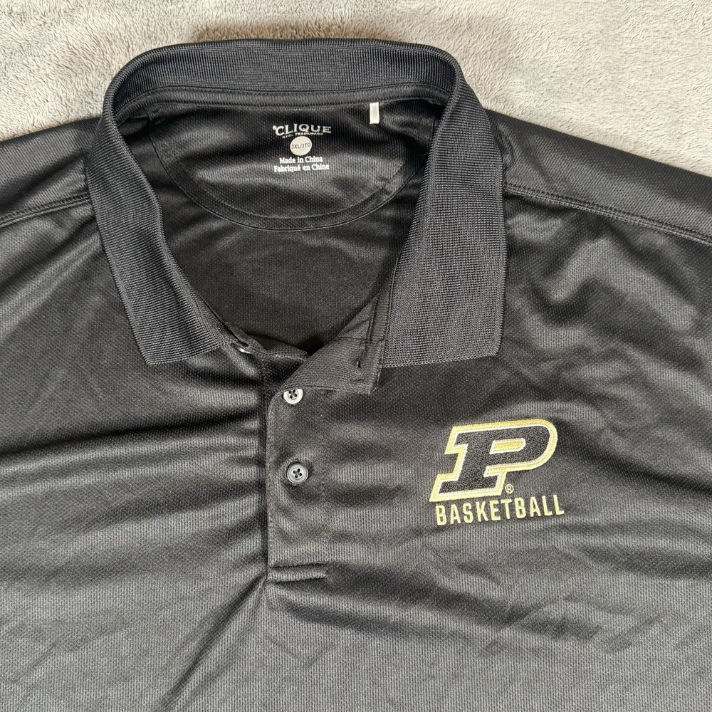 Purdue Boilermakers Polo Shirt Mens 3XL Black NCAA Basketball Clique Embroidered - Picture 2 of 13